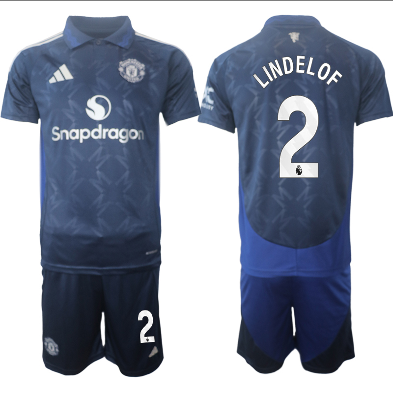 Men 2024-2025 Club Manchester United away blue #2 Soccer Jersey->manchester united jersey->Soccer Club Jersey